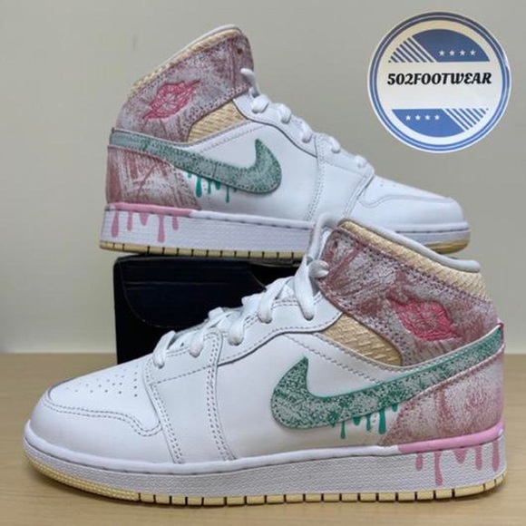 Jordan Shoes - Nike Air Jordan 1 mid se gs ice cream paint drip